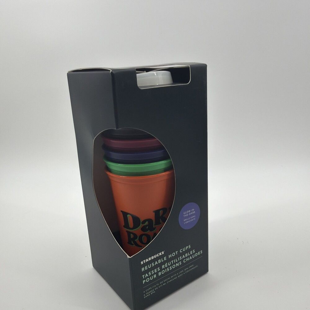 New 2020 Starbucks Halloween Glow In The Dark Reusable Hot Cups 6 Pack